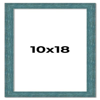 10x18 Frame Blue Rustic Barnwood Solid Wood Picture Frame Width 1.25 Inches | Interior Depth 0.5 Inches | Gustav Blue Frame Complete with UV Acrylic, Foam Board Backing & Hanging Hardware