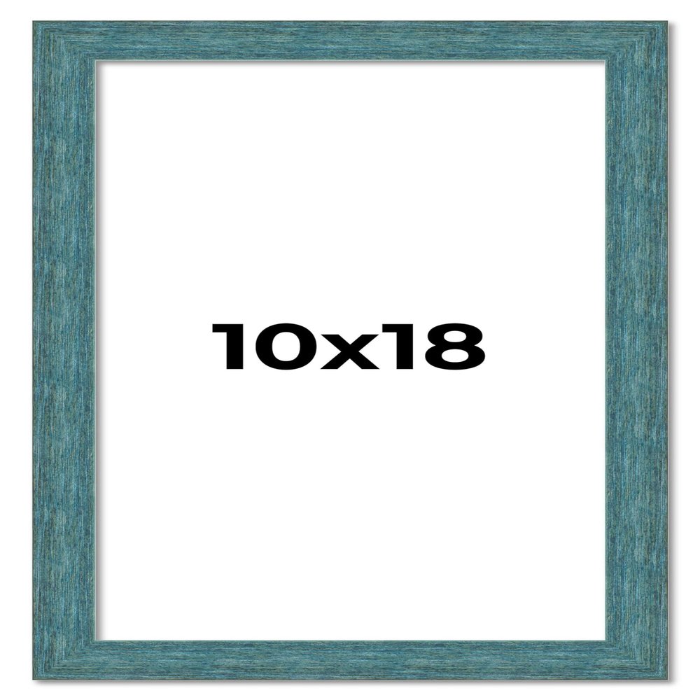 10x18 Frame Blue Rustic Barnwood Solid Wood Picture Frame Width 1.25 Inches | Interior Depth 0.5 Inches | Gustav Blue Frame Complete with UV Acrylic, Foam Board Backing & Hanging Hardware