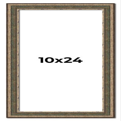 10x24 Frame Tarnished Silver Solid Wood Picture Frame Width 1.5 Inches | Interior Depth 0.5 Inches | Oddone Traditional Photo Frame Complete with UV Acrylic, Foam Board Backing & Hanging Hardware