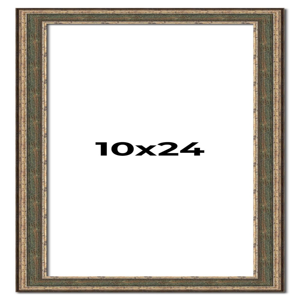 10x24 Frame Tarnished Silver Solid Wood Picture Frame Width 1.5 Inches | Interior Depth 0.5 Inches | Oddone Traditional Photo Frame Complete with UV Acrylic, Foam Board Backing & Hanging Hardware