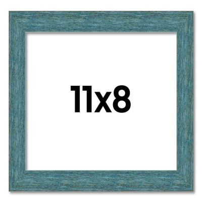 11x8 Frame Blue Rustic Barnwood Solid Wood Picture Frame Width 1.25 Inches | Interior Depth 0.5 Inches | Gustav Blue Frame Complete with UV Acrylic, Foam Board Backing & Hanging Hardware