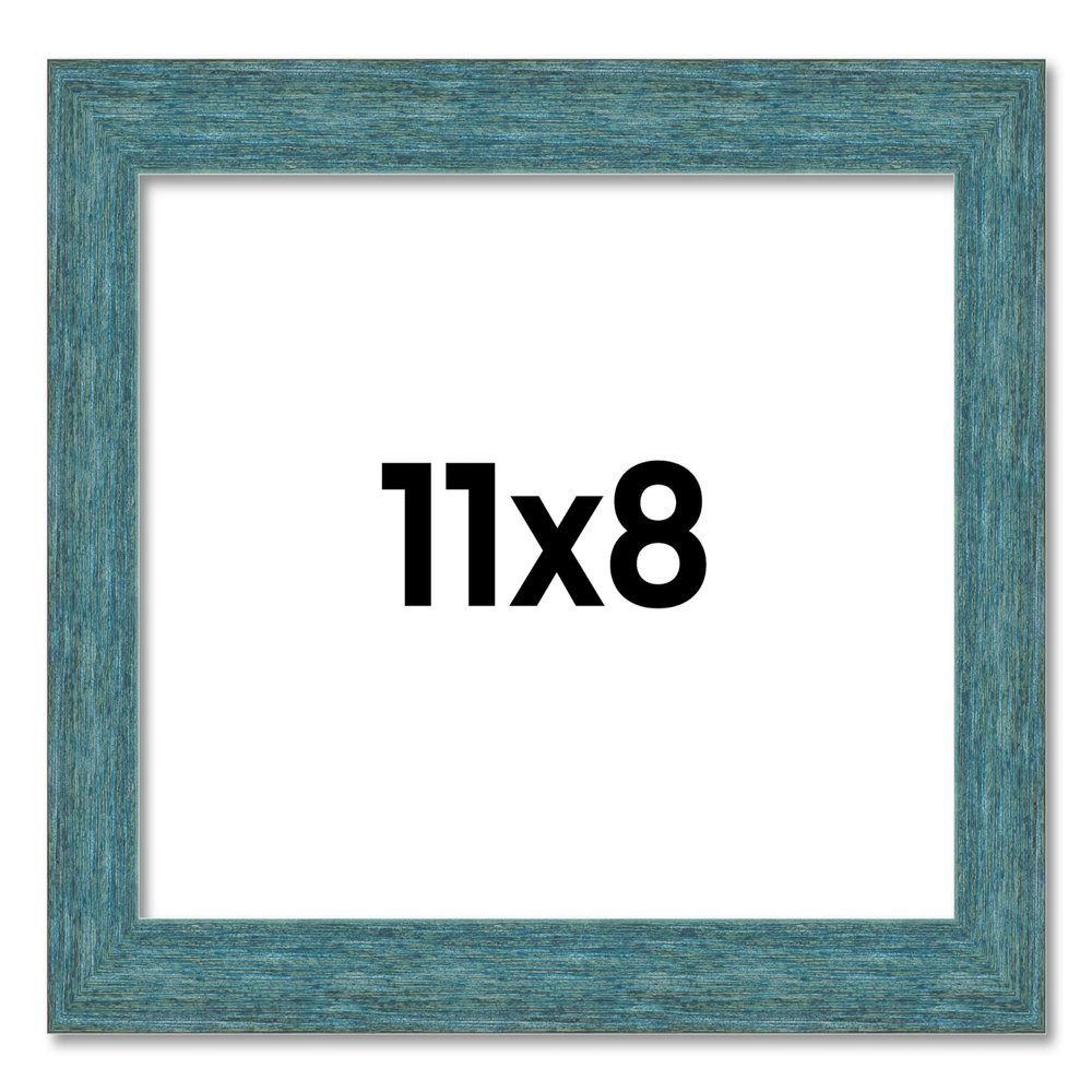 11x8 Frame Blue Rustic Barnwood Solid Wood Picture Frame Width 1.25 Inches | Interior Depth 0.5 Inches | Gustav Blue Frame Complete with UV Acrylic, Foam Board Backing & Hanging Hardware