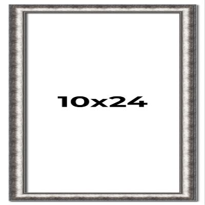 10x24 Frame Silver Real Wood Picture Frame Width 1.125 Inches | Interior Frame Depth 0.5 Inches | Complete with UV Acrylic, Foam Board Backing & Hanging Hardware