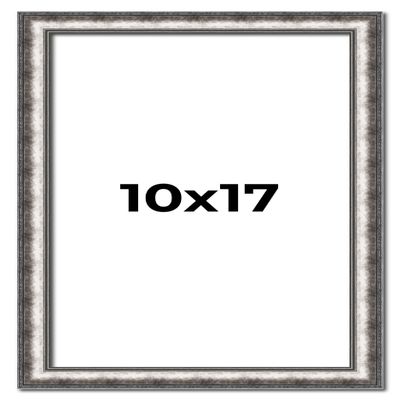 10x17 Frame Silver Real Wood Picture Frame Width 1.125 Inches | Interior Frame Depth 0.5 Inches | Complete with UV Acrylic, Foam Board Backing & Hanging Hardware
