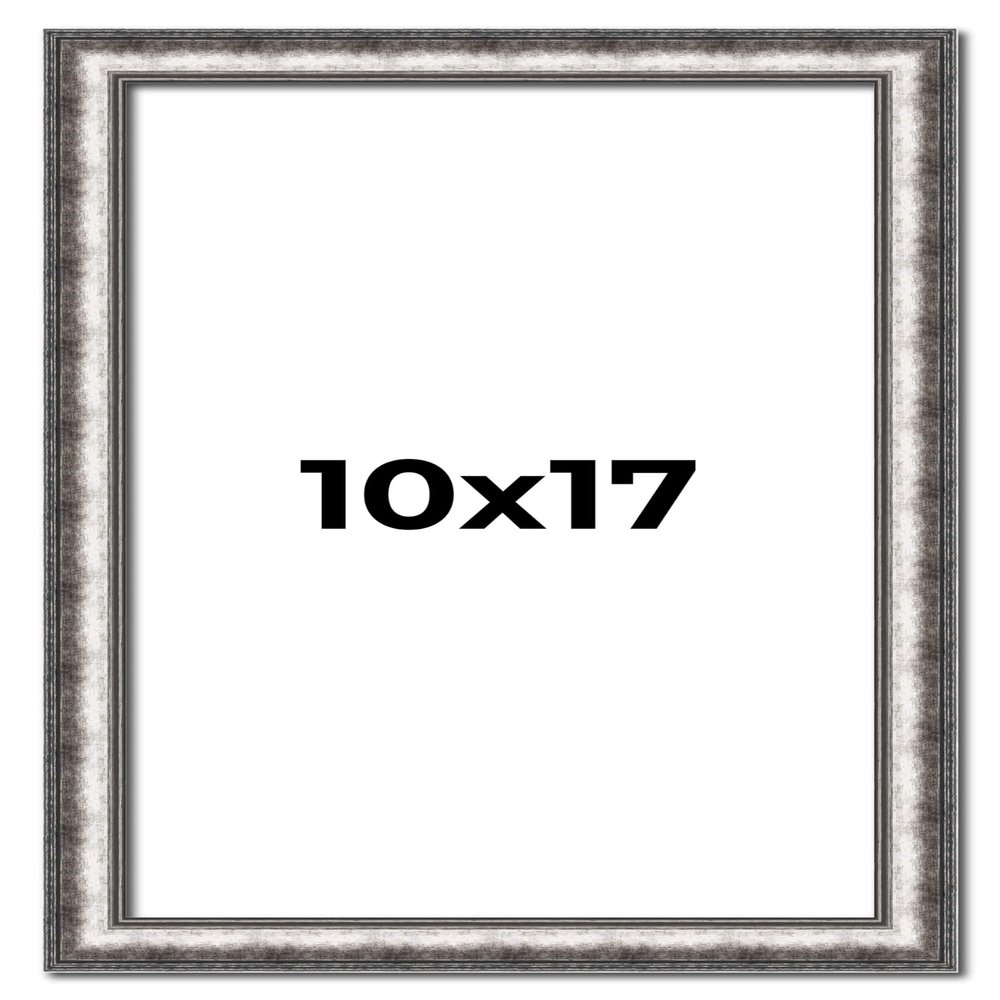 10x17 Frame Silver Real Wood Picture Frame Width 1.125 Inches | Interior Frame Depth 0.5 Inches | Complete with UV Acrylic, Foam Board Backing & Hanging Hardware