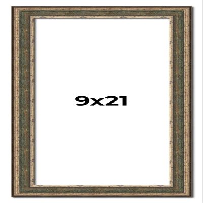 9x21 Frame Tarnished Silver Solid Wood Picture Frame Width 1.5 Inches | Interior Depth 0.5 Inches | Oddone Traditional Photo Frame Complete with UV Acrylic, Foam Board Backing & Hanging Hardware