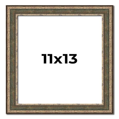 11x13 Frame Tarnished Silver Solid Wood Picture Frame Width 1.5 Inches | Interior Depth 0.5 Inches | Oddone Traditional Photo Frame Complete with UV Acrylic, Foam Board Backing & Hanging Hardware