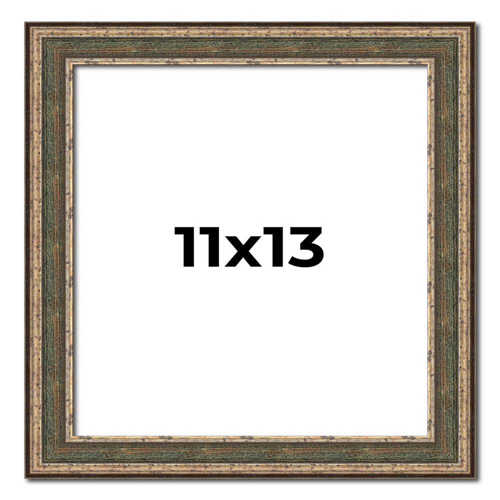 11x13 Frame Tarnished Silver Solid Wood Picture Frame Width 1.5 Inches | Interior Depth 0.5 Inches | Oddone Traditional Photo Frame Complete with UV Acrylic, Foam Board Backing & Hanging Hardware