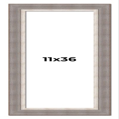11x36 Frame Grey Real Wood Picture Frame Width 2.75 Inches | Interior Frame Depth 0.5 Inches | Linus Rustic Photo Frame Complete with UV Acrylic, Foam Board Backing & Hanging Hardware