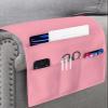 LEOKOTI Pink Remote Control Holder for Bed Recliner Sofa Armrest Organizer, Pure Pink Couch Caddy Bedside Storage with 4 Pockets for Magazine/Phone/Cup 13"x35" view 3