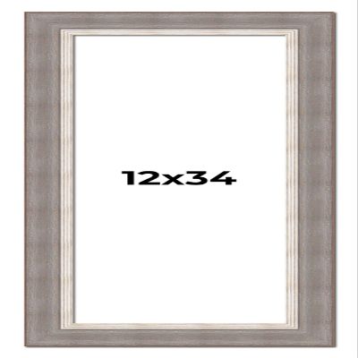12x34 Frame Grey Real Wood Picture Frame Width 2.75 Inches | Interior Frame Depth 0.5 Inches | Linus Rustic Photo Frame Complete with UV Acrylic, Foam Board Backing & Hanging Hardware
