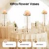 Kathring 10 Pieces Centerpiece Gold Crystal Vase, 21.9" Acrylic Crystal Flower Stand Table Arrangement Wedding Table Flower Decoration for Wedding Restaurant Party Gathering Decoration view 2