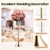 Kathring 10 Pieces Centerpiece Gold Crystal Vase, 21.9" Acrylic Crystal Flower Stand Table Arrangement Wedding Table Flower Decoration for Wedding Restaurant Party Gathering Decoration view 3