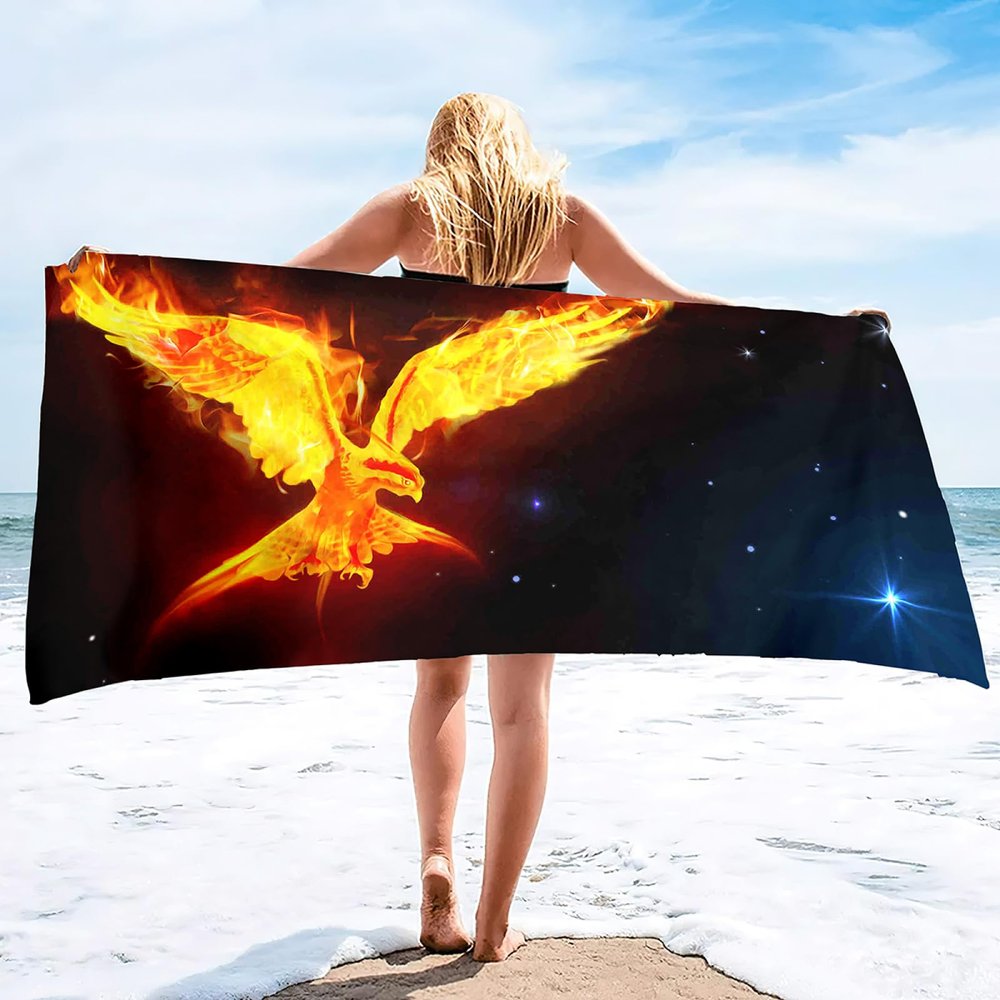 ISILA Microfiber Quick Drying Phoenix Pattern Beach Towel Travel Beach Towel Lightweight Beach Towel Pool Swimming Pool Swimming Pool Travel