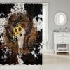 Cow Skull Shower Curtains,Cow Fur Wooden Plank Farmhouse Bathroom Curtains for Boys Girls Men,Cowboy Horseshoe Sunflower White Brown Rustic Waterproof Curtains,12 Hooks Suits,72" W x 72" L view 2