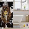 Cow Skull Shower Curtains,Cow Fur Wooden Plank Farmhouse Bathroom Curtains for Boys Girls Men,Cowboy Horseshoe Sunflower White Brown Rustic Waterproof Curtains,12 Hooks Suits,72" W x 72" L view 3