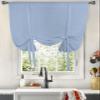 ALAGEO Tie Up Curtain for Window Solid Color Kitchen Curtains Adjustable Balloon Tie Up Shade for Small Window Light Blue Window Curtain for Kitchen Bathroom Living Room 1 Panel Rod Pocket, 52"x45" view 3