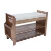 WaShaRoom Shoe Rack,Free Standing Shoe Racks,Shoe Organizer,Shie Rack,Shoe Storage,2-Tier Bamboo Shoe Bench with Chion Padded Seat,Entryway Bedroom Living Room Balcony, Brown Shoe Shelf view 1