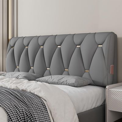 ZZYK Wipeable Headboard Pillow Wedge Wall Mounted Pillow Large Backrest Metal Buttons Bedside Upholstered Lumbar Positioning Support Cushion for Home Bed,Gray 2,35x23x2In