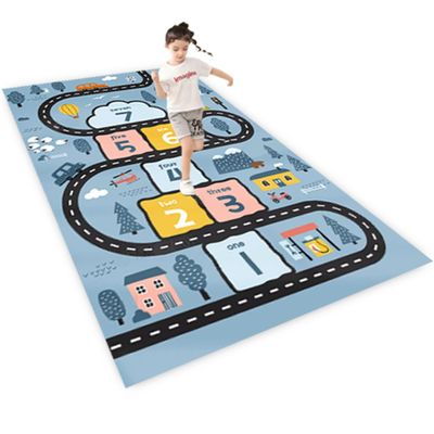 JCTQBHQF Hopscotch Rug for Kids,Fun Educational Game Play Mat, Non-Slip Numbers Learning Nursery Carpet for Playroom Children Bedroom Classroom Decor, Gift for Girls & Boys 55x79inch/140x200CM