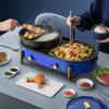 Electric Hot Pot Grill Indoor 2200W Non-Stick Baking Pan Separate Dual Temperature Control Smokeless Barbecue Machine, Easy To Clean 220V,White (Color : Blue) view 2