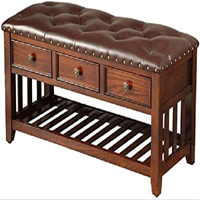 BABYCE Footstool Shoe Changing Stool American Solid Wood Door Change Shoe Bench Sofa Stool Door Can Sit Shoe Rack Storage Footstool with Drawer (Size : 92 * 38 * 45cm)