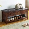 BABYCE Footstool Shoe Changing Stool American Solid Wood Door Change Shoe Bench Sofa Stool Door Can Sit Shoe Rack Storage Footstool with Drawer (Size : 92 * 38 * 45cm) view 2