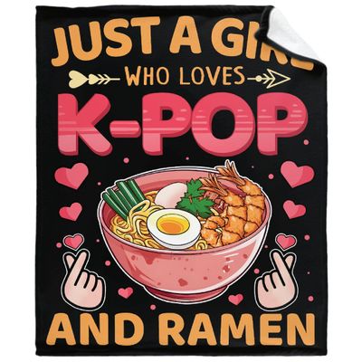 Just Girl Who Loves Ramen Blanket Super Soft Lightweight Throw Comfy Fluffy Quilt for Bed Sofa All Seasons Warm 120"x90" Extra King for Family