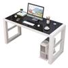 32/40/47in Comeputer Desk with Glass Panel Modern Heavy Duty Home Office Desk Metal Frame Writing Study Work Desk PC Laptop Table (32in(80cm), B+W) view 1