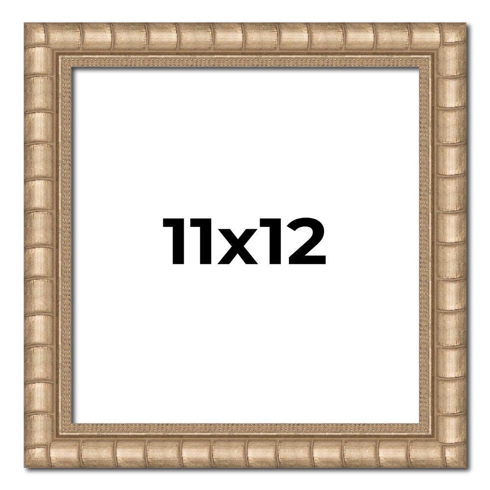 11x12 Frame Silver Bamboo Solid Wood Picture Frame | 1.5 Inch Moulding Width | Interior Frame Depth 0.5 Inches | Beechey Bamboo Frame with UV Acrylic Plexiglass, Foam Board Backing & Hanging Hardware