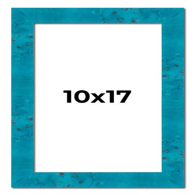 10x17 Frame Blue Teal Burl Wood Picture Frame | 1.75 Inch Moulding Width | Interior Frame Depth 0.5 Inches | Blue Veneer Traditional Photo Frame Complete with UV Acrylic, Foam Board Backing & Hanging