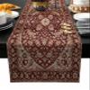 Abstract Rustic Burlap-Cotton Table Runner 70 Inches Long, Brown Traditional European Luxury Flroal Farmhouse Table Runners, Outdoor Dining Tablecloths Decor for Baby Shower/Party/Wedding 13x70 view 1