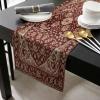 Abstract Rustic Burlap-Cotton Table Runner 70 Inches Long, Brown Traditional European Luxury Flroal Farmhouse Table Runners, Outdoor Dining Tablecloths Decor for Baby Shower/Party/Wedding 13x70 view 2