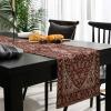 Abstract Rustic Burlap-Cotton Table Runner 70 Inches Long, Brown Traditional European Luxury Flroal Farmhouse Table Runners, Outdoor Dining Tablecloths Decor for Baby Shower/Party/Wedding 13x70 view 3