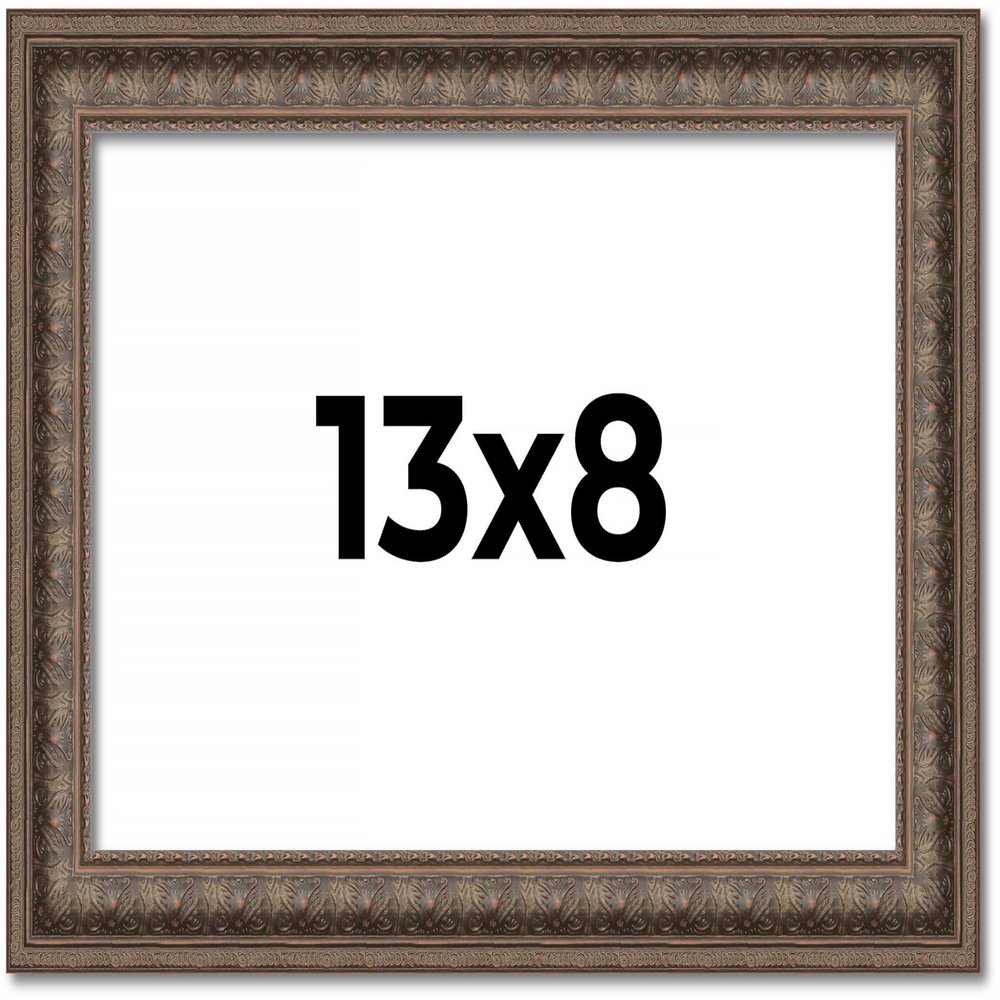 13x8 Ornate Brown Real Wood Picture Frame Width 1.5 Inches | Interior Frame Depth 0.5 Inches | Zisa Ornate Photo Frame Complete with UV Acrylic, Foam Board Backing & Hanging Hardware