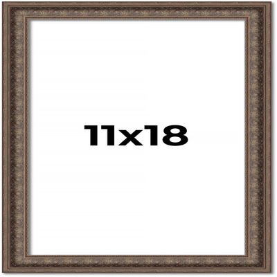 11x18 Ornate Brown Real Wood Picture Frame Width 1.5 Inches | Interior Frame Depth 0.5 Inches | Zisa Ornate Photo Frame Complete with UV Acrylic, Foam Board Backing & Hanging Hardware