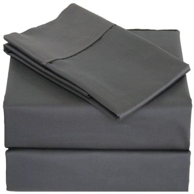 400 Thread Count Luxury Full Size, Sheet Set (4 Pc Set) 100% Egyptian Cotton Premium Long Staple Fits 16 Inch Deep Pocket Color Dark Grey Solid Pattern