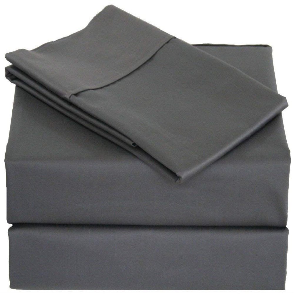 400 Thread Count Luxury Full Size, Sheet Set (4 Pc Set) 100% Egyptian Cotton Premium Long Staple Fits 16 Inch Deep Pocket Color Dark Grey Solid Pattern