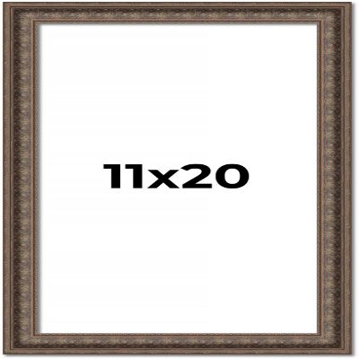 11x20 Ornate Brown Real Wood Picture Frame Width 1.5 Inches | Interior Frame Depth 0.5 Inches | Zisa Ornate Photo Frame Complete with UV Acrylic, Foam Board Backing & Hanging Hardware