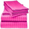 400 Thread Count Luxury Queen Size, Sheet Set (4 Pc Set) 100% Egyptian Cotton Premium Long Staple Fits 16 Inch Deep Pocket Color Hot Pink Stripe Pattern view 3