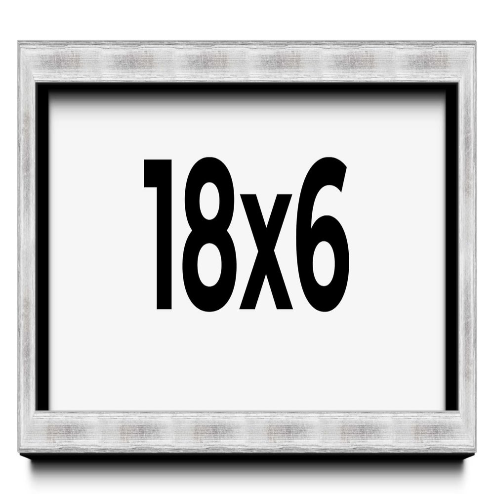 18x6 Frame Brushed Silver Solid Wood Picture Frame | 0.75 Inch Moulding Width | Rabbet Depth 0.75 Inches | Shadow Box with UV Acrylic Plexiglass, Foam Board Backing & Hanging Hardware