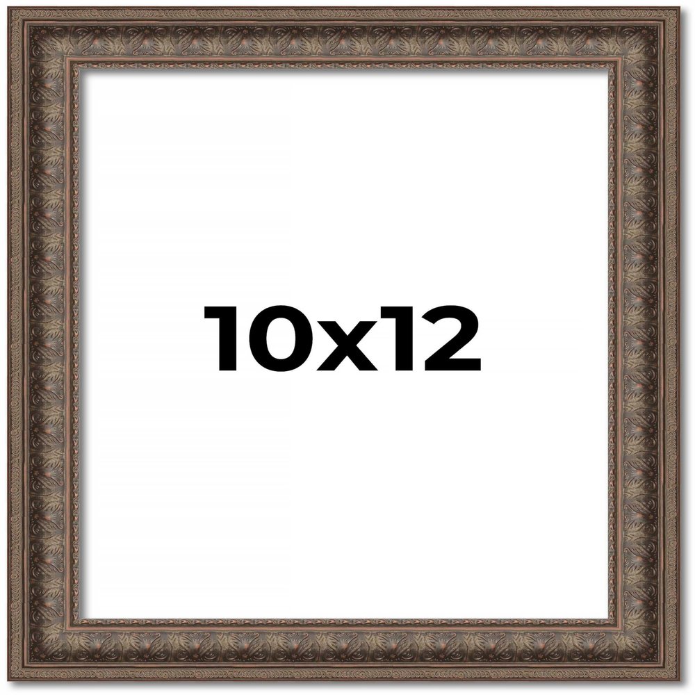 10x12 Ornate Brown Real Wood Picture Frame Width 1.5 Inches | Interior Frame Depth 0.5 Inches | Zisa Ornate Photo Frame Complete with UV Acrylic, Foam Board Backing & Hanging Hardware