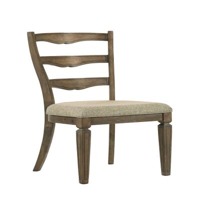 Acme Furniture Parfield 19" Fabric Side Chairs in Cream/Weathered Oak (Set of 2)