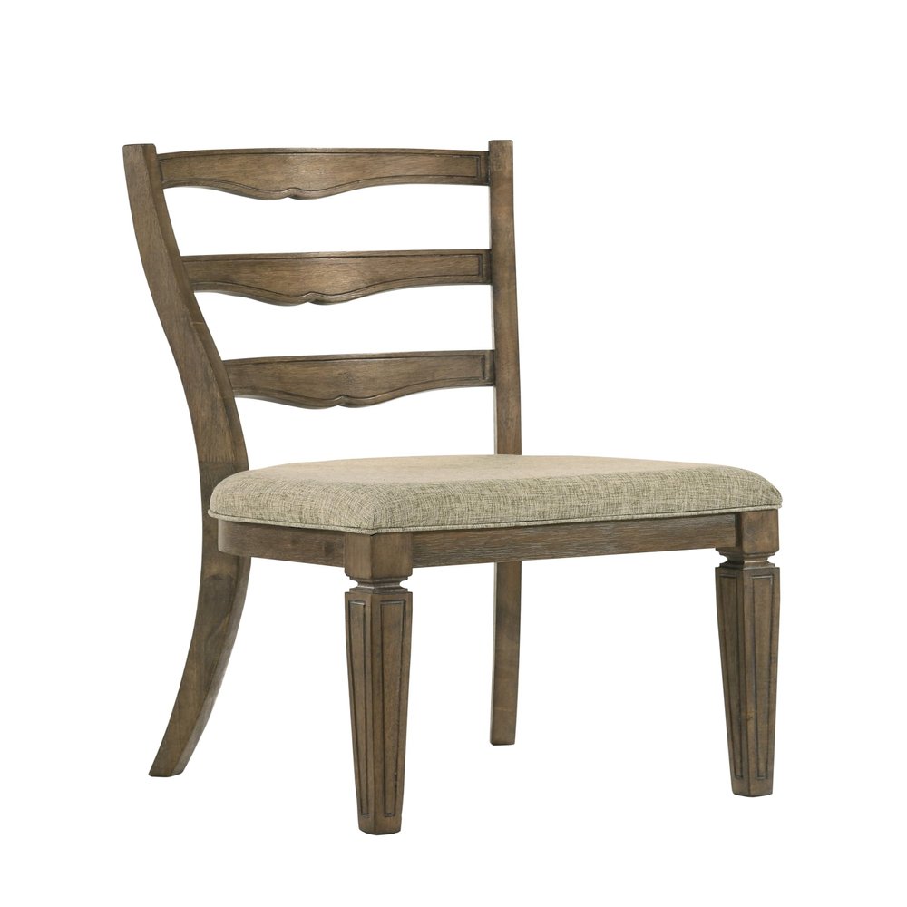 Acme Furniture Parfield 19" Fabric Side Chairs in Cream/Weathered Oak (Set of 2)
