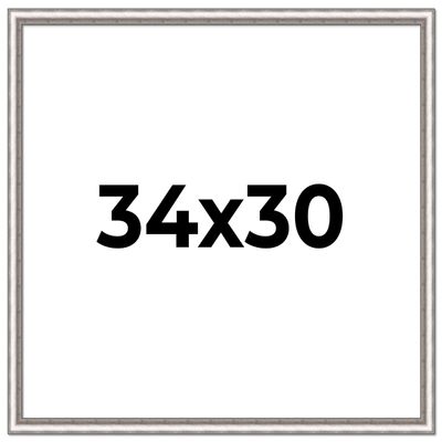 34x30 Frame Silver Real Wood Picture Frame Width 1.25 Inches | Interior Frame Depth 0.5 Inches | Florian Contemporary Photo Frame Complete with UV Acrylic, Foam Board Backing & Hanging Hardware