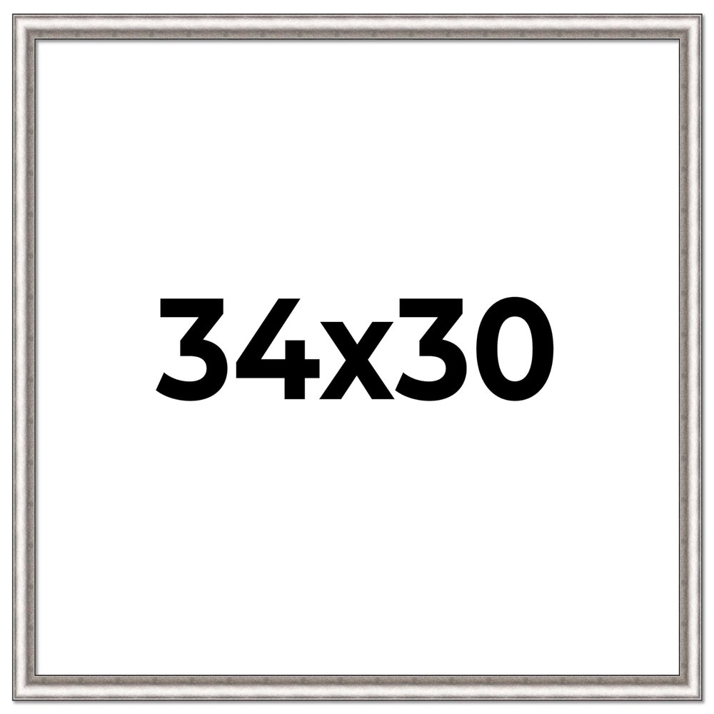 34x30 Frame Silver Real Wood Picture Frame Width 1.25 Inches | Interior Frame Depth 0.5 Inches | Florian Contemporary Photo Frame Complete with UV Acrylic, Foam Board Backing & Hanging Hardware