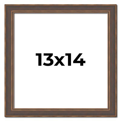 13x14 Frame Golden Caramel Solid Wood Bronze Picture Frame | 1.25 Inch Moulding Width | 0.5 Inch Frame Depth | Complete with UV Acrylic Plexiglass, Foam Board Backing & Hanging Hardware Included