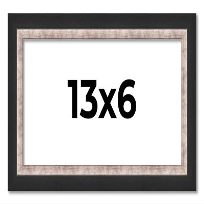 13x6 Frame Silver Real Wood Picture Frame Width 1.25 Inches | Interior Frame Depth 0.75 Inches | Dante Modern Photo Frame Complete with UV Acrylic, Foam Board Backing & Hanging Hardware
