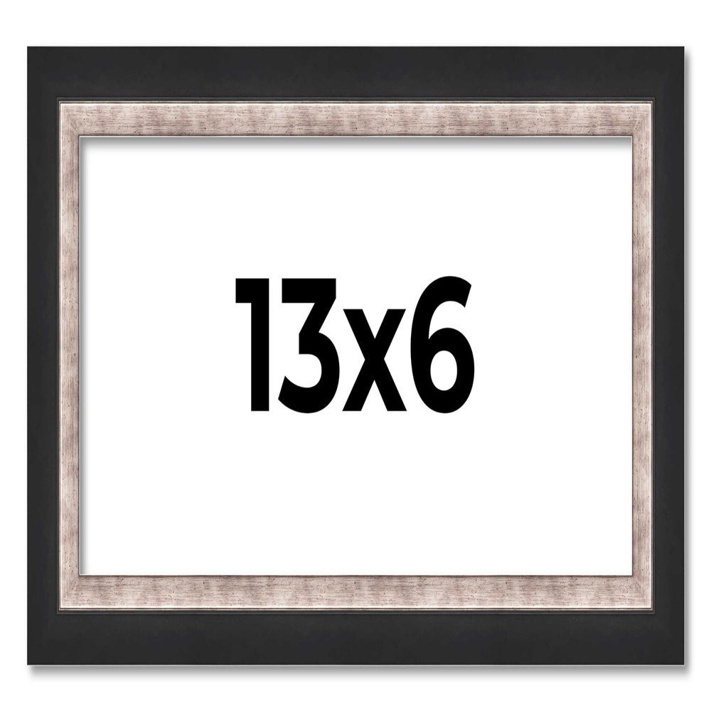 13x6 Frame Silver Real Wood Picture Frame Width 1.25 Inches | Interior Frame Depth 0.75 Inches | Dante Modern Photo Frame Complete with UV Acrylic, Foam Board Backing & Hanging Hardware