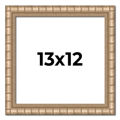 13x12 Frame Silver Bamboo Solid Wood Picture Frame | 1.5 Inch Moulding Width | Interior Frame Depth 0.5 Inches | Beechey Bamboo Frame with UV Acrylic Plexiglass, Foam Board Backing & Hanging Hardware